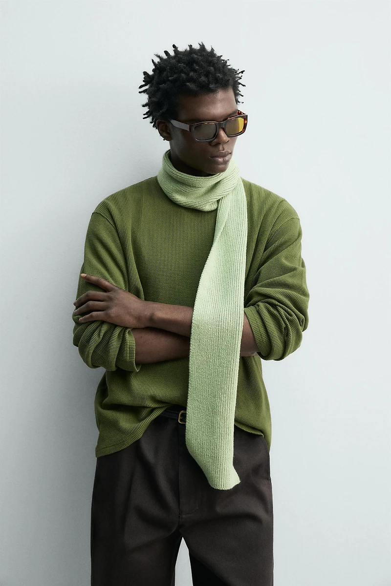 COTTON BLEND KNIT SCARF
