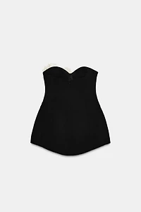 CONTRAST FLORAL STRAPLESS DRESS