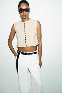 TOP GILET EN MAILLE STRUCTURÉE