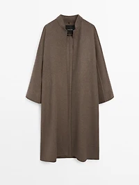Manteau long ouvert en laine mélangée
