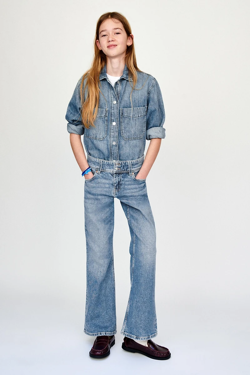 DOUBLE BUTTON FLARE JEANS