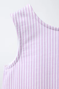 T-SHIRT À RAYURES AVEC PÉPLUM ET BIAIS EN CONTRASTE