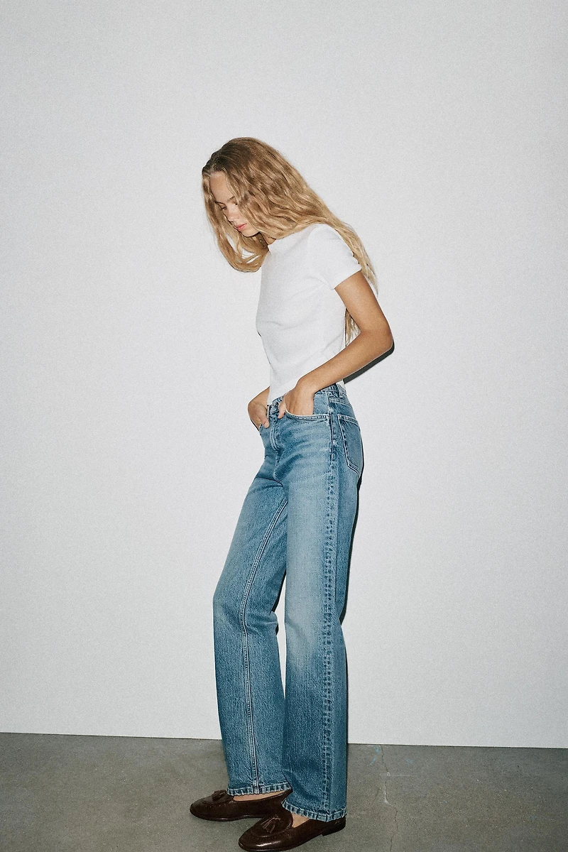 TRF STRAIGHT LEG JEANS WITH A HIGH WAIST
