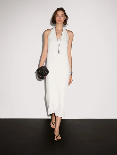 Long flounce V-neck dress