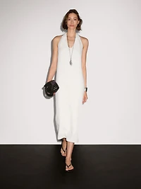 Long flounce V-neck dress