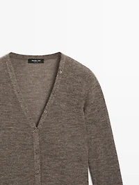 Wool blend cardigan with V-neckline