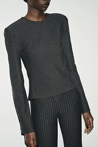 PINSTRIPED SHOULDER PAD TOP