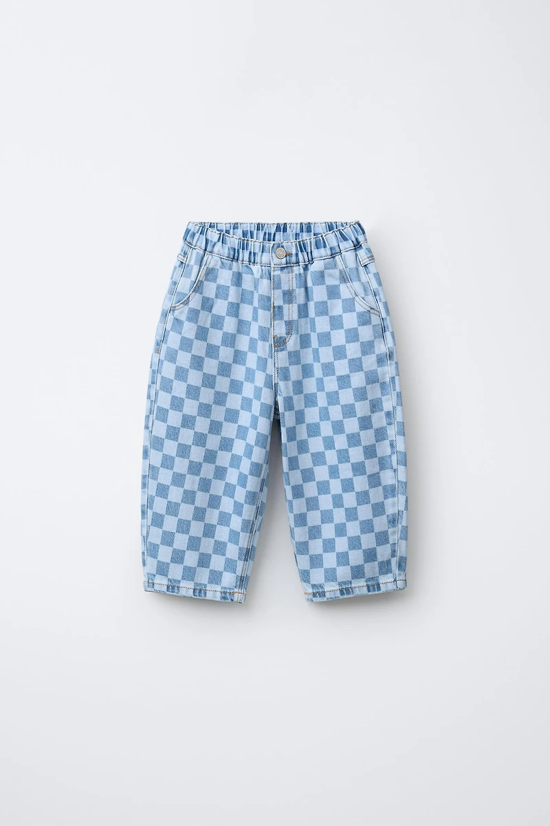 CHECKERBOARD BALLOON JEANS