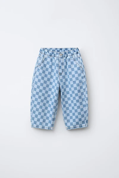 CHECKERBOARD BALLOON JEANS