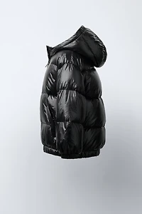 DOWN PUFFER COAT WITH HOODIE, WATER REPELLENT