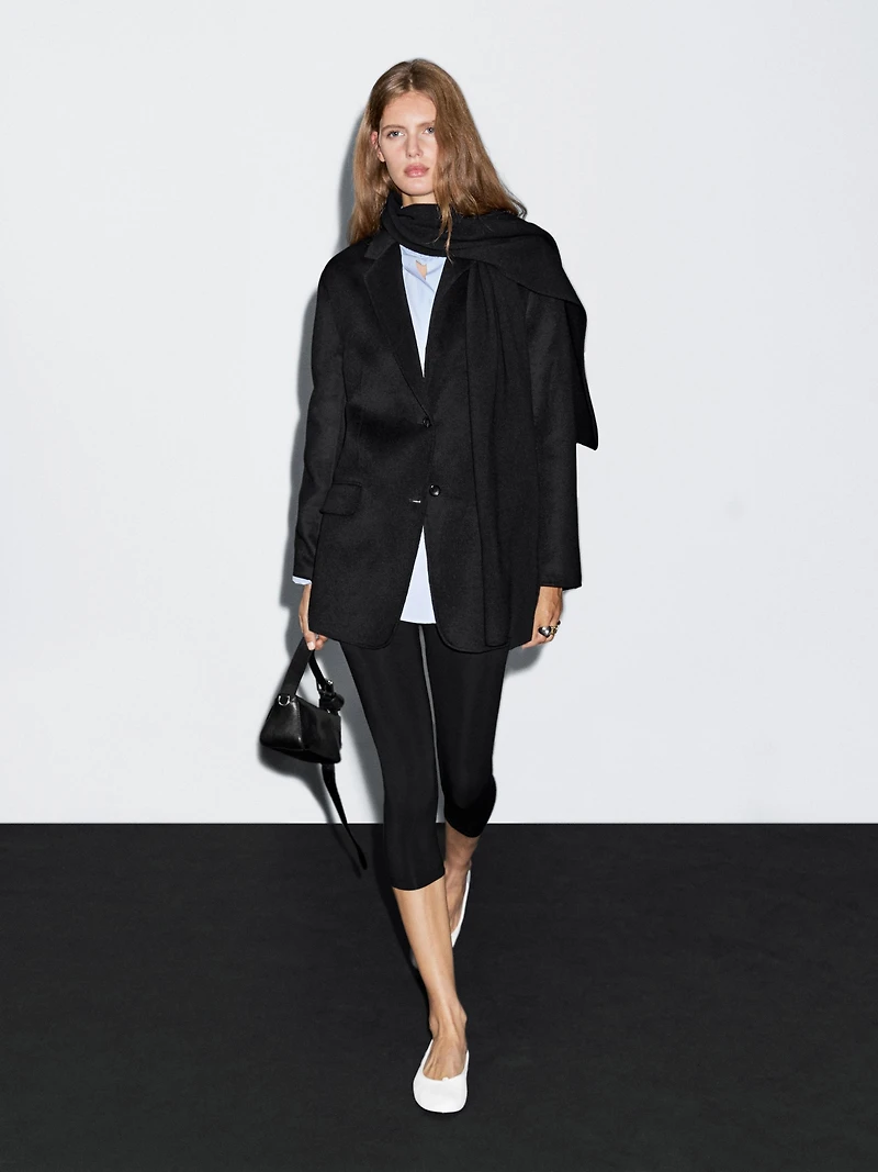Wool blend blazer with scarf