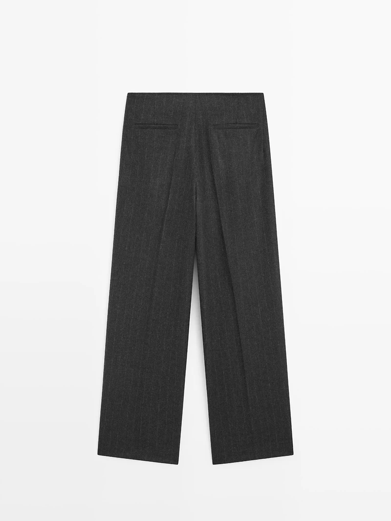 Striped wool blend trousers