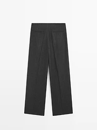 Striped wool blend trousers
