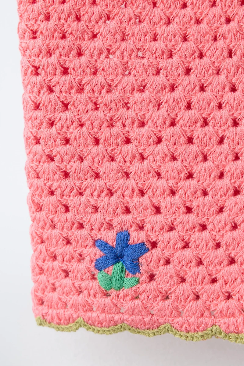 SHORT EN MAILLE CROCHET BRODÉ