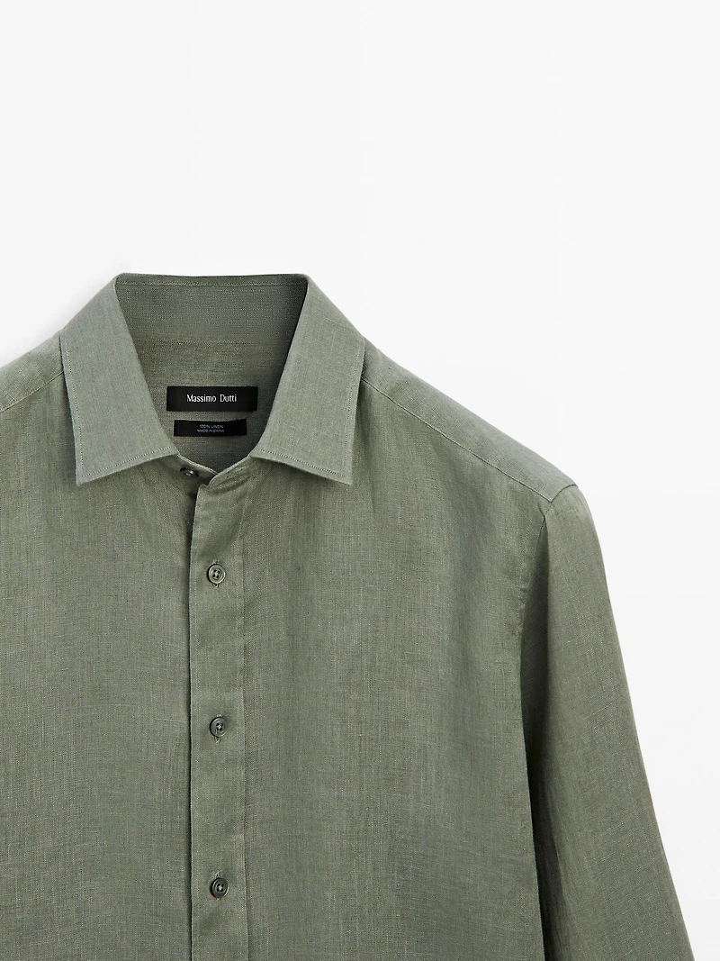 100% linen slim fit shirt