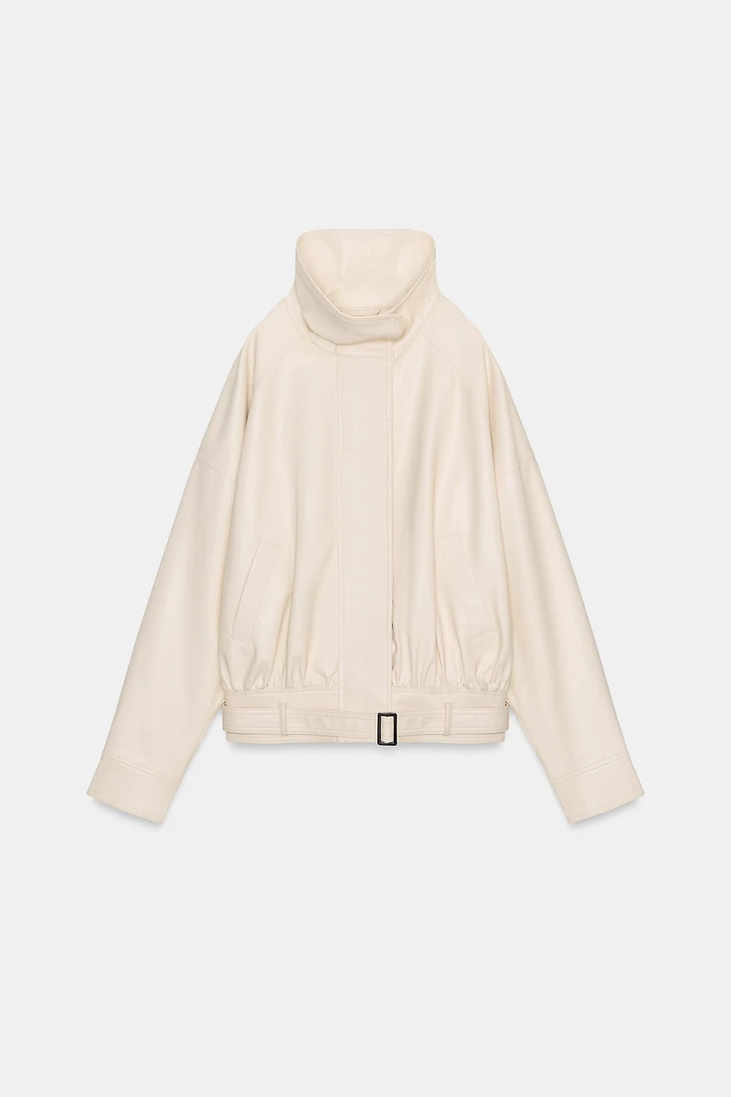 FAUX LEATHER BOMBER JACKET