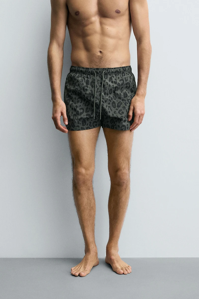 ANIMAL PRINT SHORT SWIMSUIT