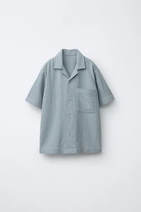 TEXTURED SPREAD COLLAR SHIRT