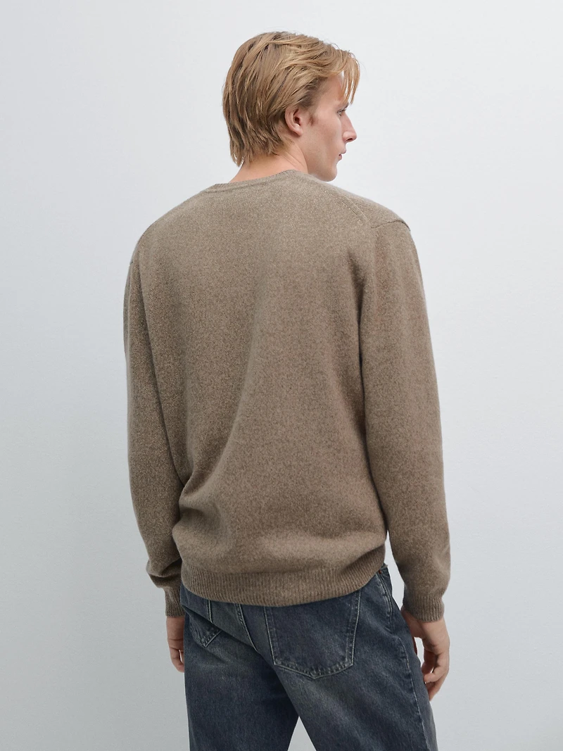 Crew neck melange knit sweater