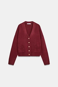 100% WOOL GOLD BUTTON CARDIGAN