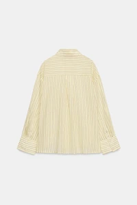 OVERSIZED STRIPED GAUZE SHIRT WITH POCKET