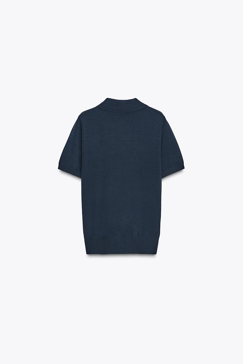 TOP POLO EN MAILLE À MANCHES COURTES