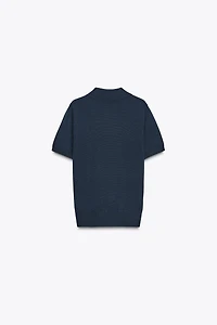 TOP POLO EN MAILLE À MANCHES COURTES