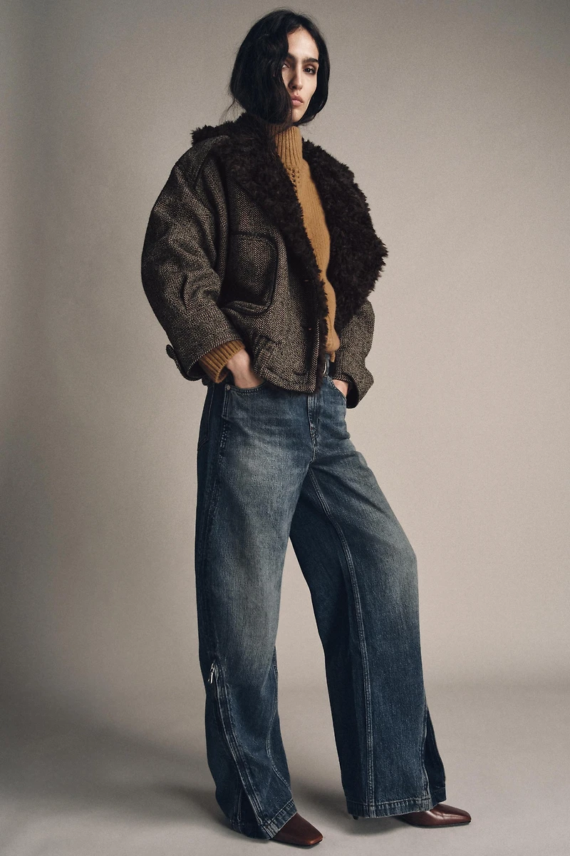 ZW COLLECTION MID-RISE BALLOON JEANS WITH ZIPPERS LIMITED EDITION