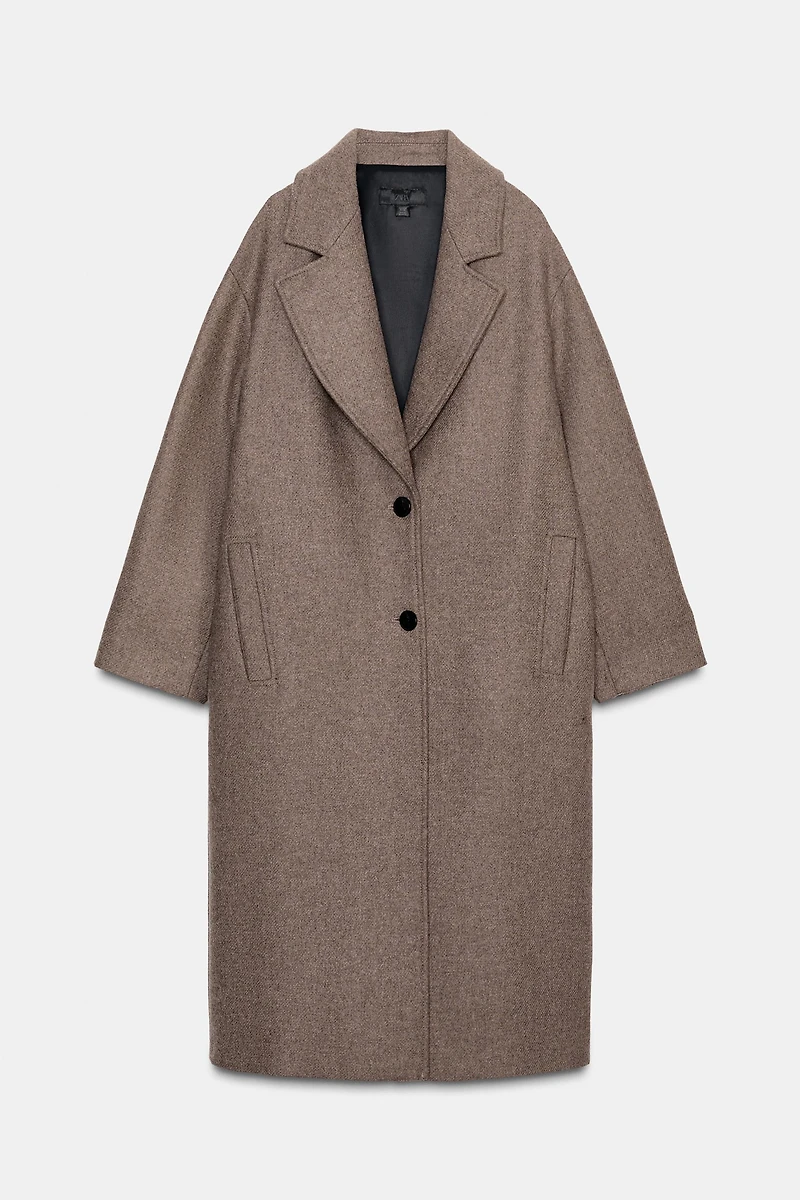 OVERSIZED WOOL COAT WITH CONTRAST CUFF