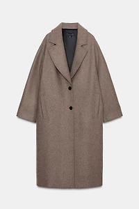 OVERSIZED WOOL COAT WITH CONTRAST CUFF