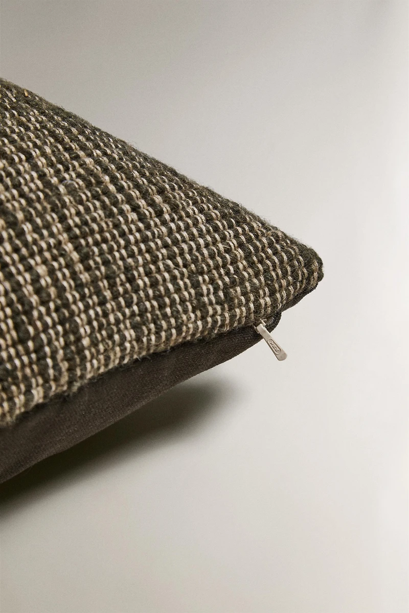 COTTON AND WOOL THROW PILLOW COVER