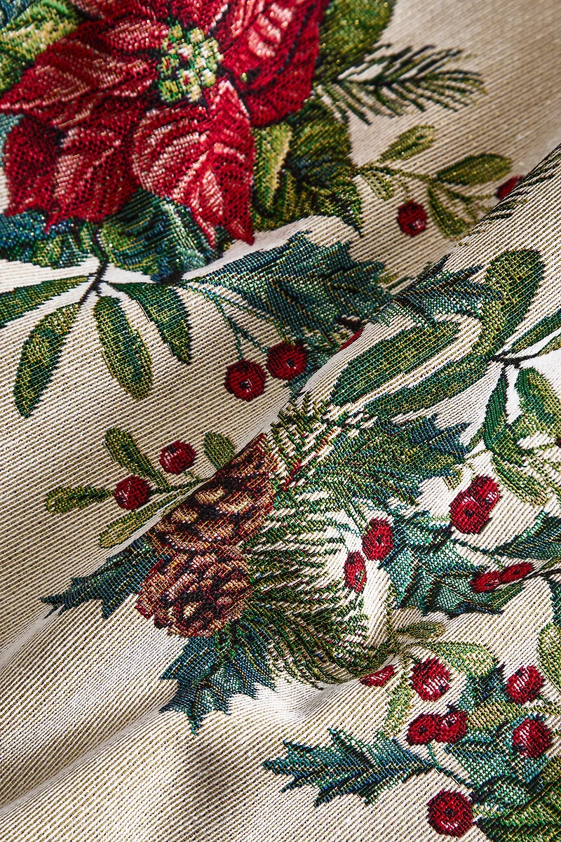 CHRISTMAS JACQUARD HOLLY TABLE RUNNER
