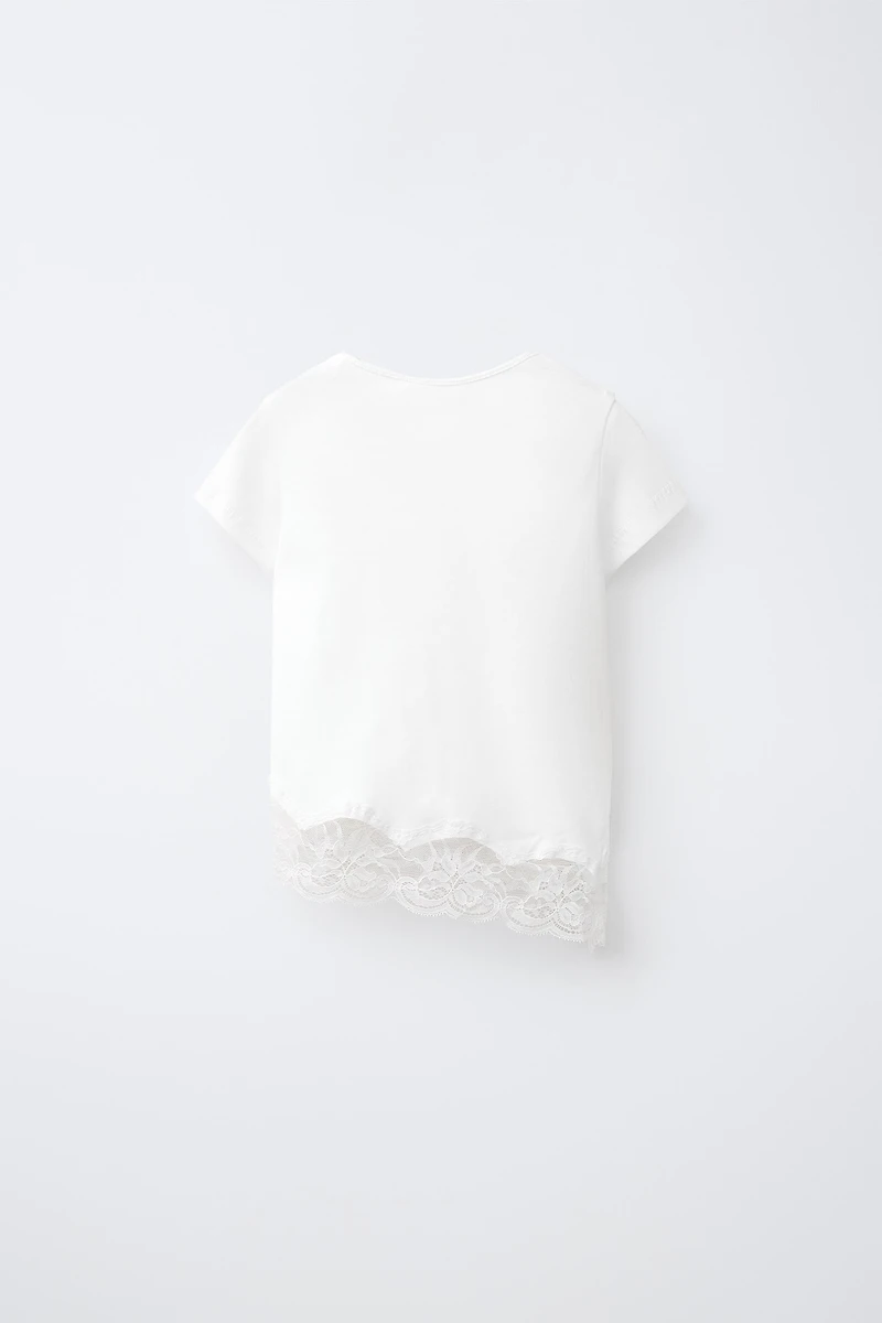 T-SHIRT UNI BAS DENTELLE