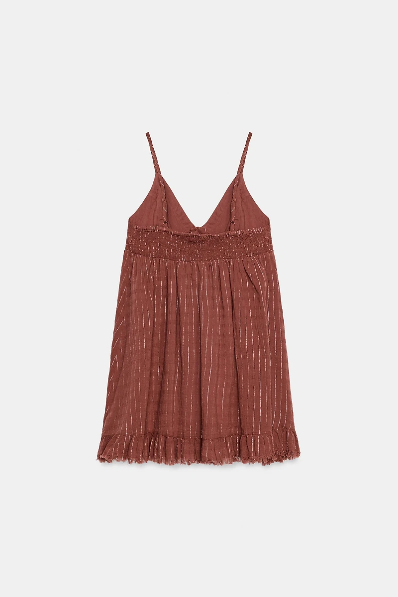 METALLIC STRIPED MINI DRESS