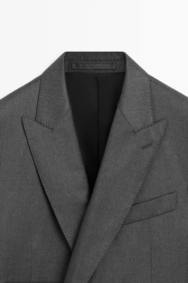 100% cool wool double-breasted suit blazer