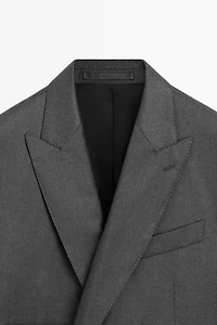 100% cool wool double-breasted suit blazer