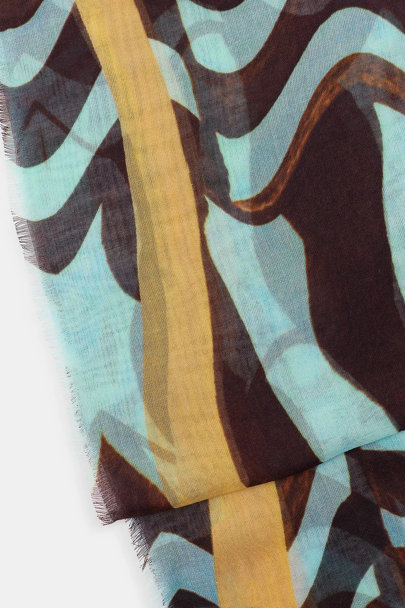 WAVE PRINT MODAL SILK SCARF