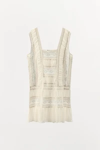 PLEATED LACE DRESS