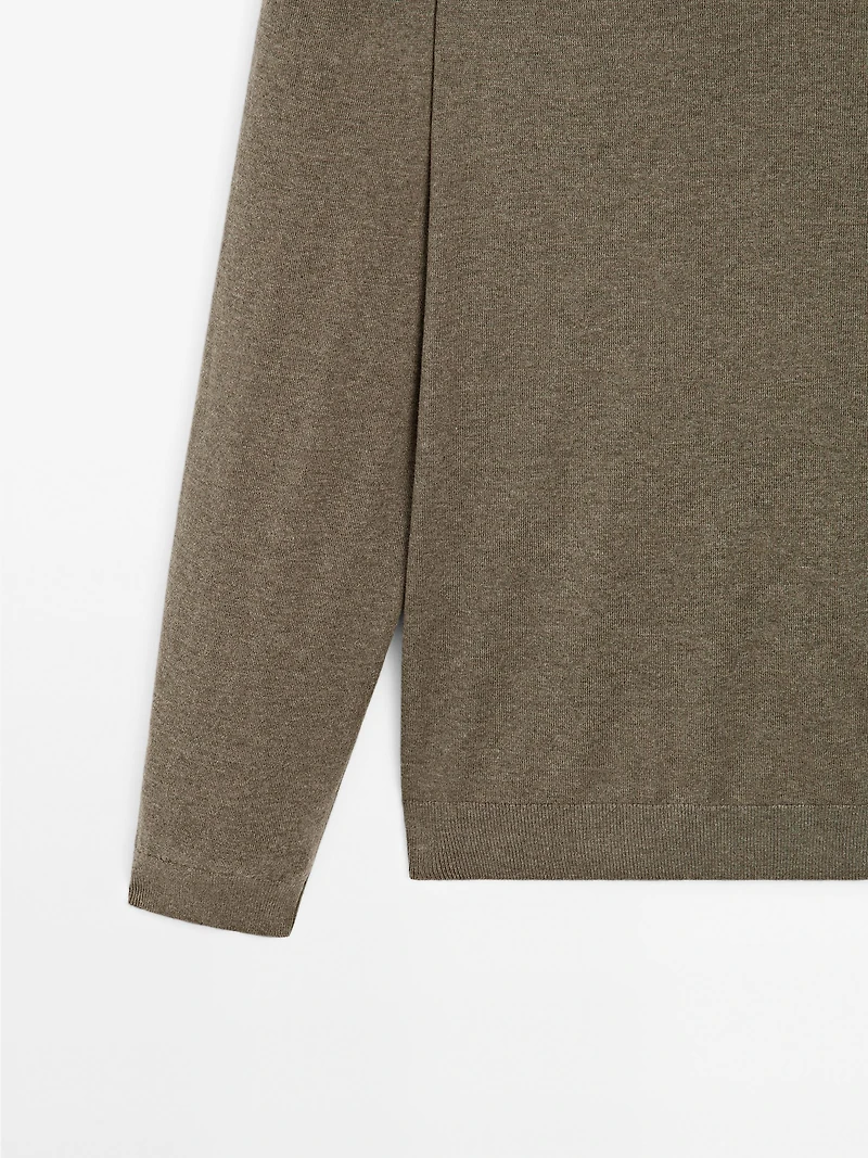 Long sleeve cotton knit sweater