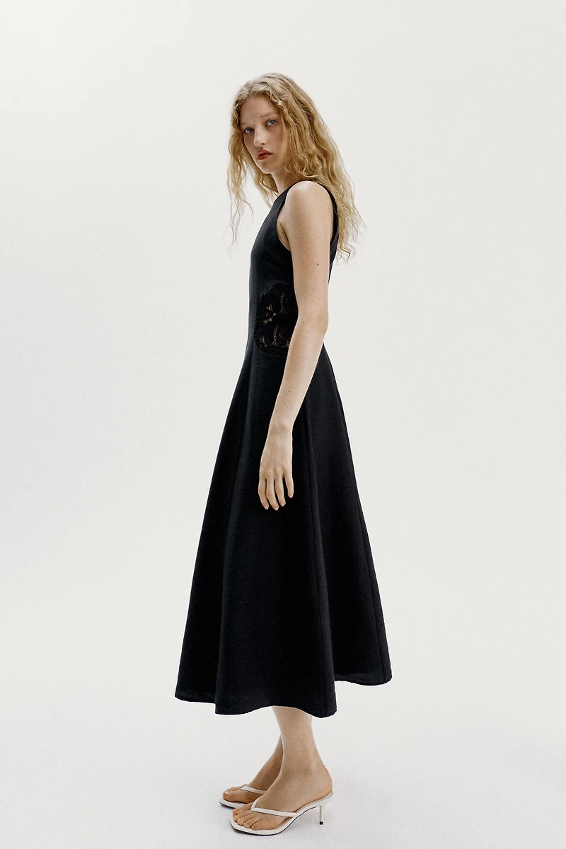 COMBINED WAIST MIDI DRESS