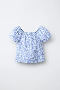 RUCHED FLORAL TOP
