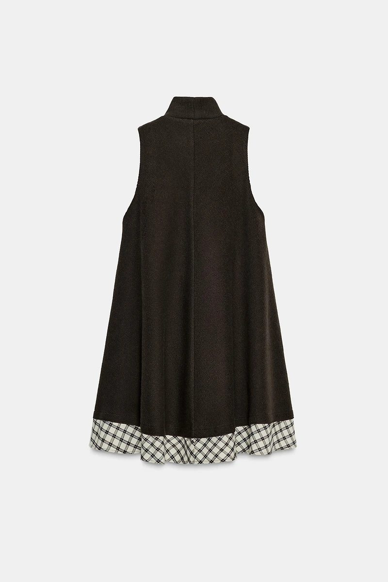 COMBINATION PLAID SHORT DRESS
