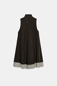 COMBINATION PLAID SHORT DRESS