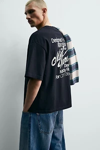 SHORT SLEEVE TEXT PRINT SWEATSHIRT