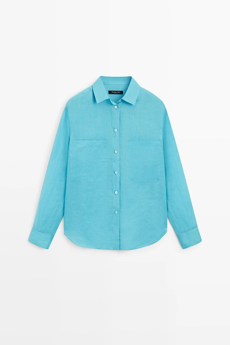 100% ramie flowing pocket shirt