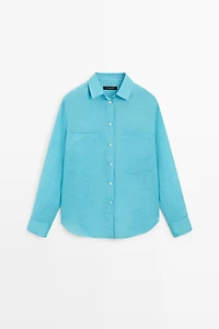 100% ramie flowing pocket shirt