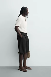 RELAXED FIT BELTED PLEATED SHORTS