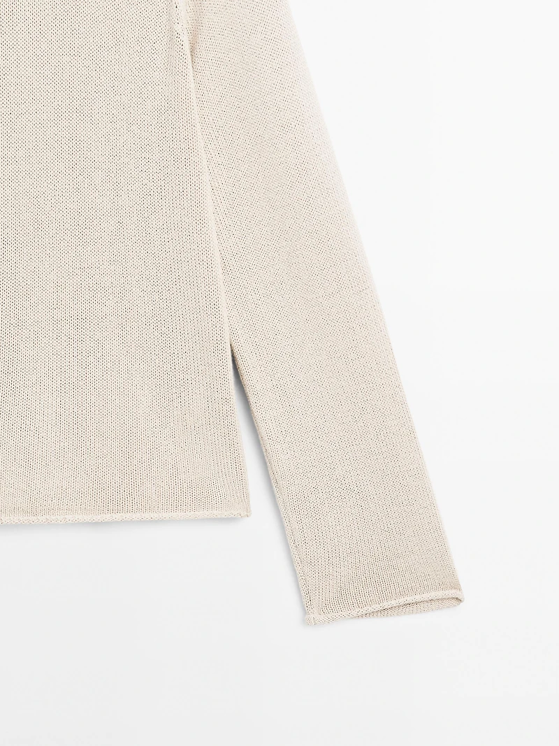 Purl knit cutwork sweater