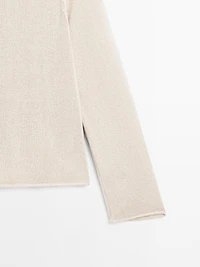 Purl knit cutwork sweater