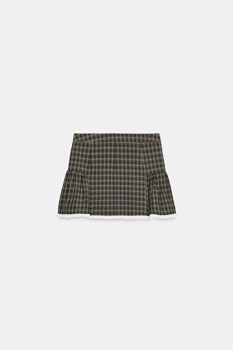 PLAID LACE MINI SKIRT